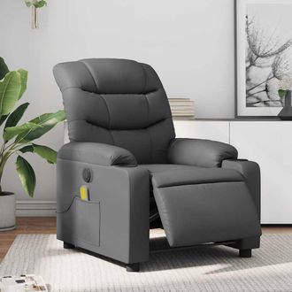 vidaXL Vidaxl - Sill&oacute;n De Masaje Reclinable El&eacute;ctrico Cuero Sint&eacute;tico Gris