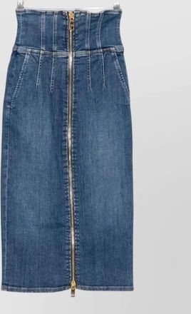 Elisabetta Franchi denim high-rise midi pencil skirt