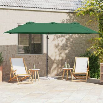 Berkfield Home Garden Cantilever Parasol with Lock Green 372 x 198 x 253 cm