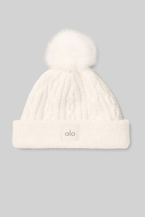 Alo | Cable Knit Beanie Hat in Ivory White