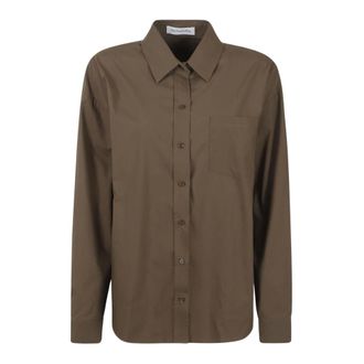 Frankie Shop Shirts, female, Green, S, Ornella Side Button-Up Shirt