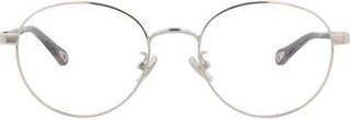 Chlo&eacute; 52mm Round Optical Glasses in Silver Grey Transparent at Nordstrom Rack