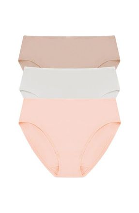 Natori Bliss Bare Cotton Hipster 3-Pack in Lt Mocha/linen/seashell at Nordstrom, Size Xx-Large