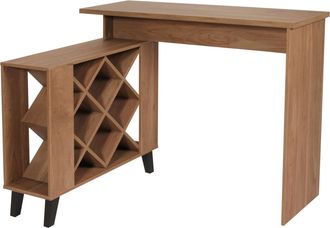Hhg Hhg - Nunca Usado] Mesa De Bar 621, Mesa De Bar Estante Para Vinos Armario Para Vinos, Compartimentos De Almacenamiento 93x120x98cm, Marr&oacute;n