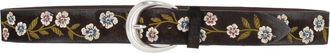 Orciani Peach Ramage Floral-Embroidered Slim Belt