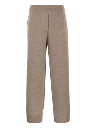 Brunello Cucinelli rib-knit track pants - women - Cashmere/Viscose/Polyester - M - Neutrals