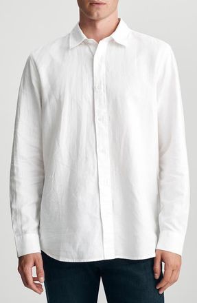 Mavi Long Sleeve Linen & Cotton Shirt in White at Nordstrom, Size Xx-Large