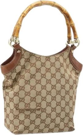 Gucci Pre-owned Handbags, female, Beige, Size: ONE SIZE Pre-owned Vintage GG Canvas Hand Bag