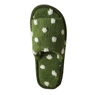 Generic Slippers Women Slip On Soft Sole Non Slip Indoor Open Toe Pattern Comfortable Slides For Home Relaxation Polka Dot Design Womens House Slippers(Green,