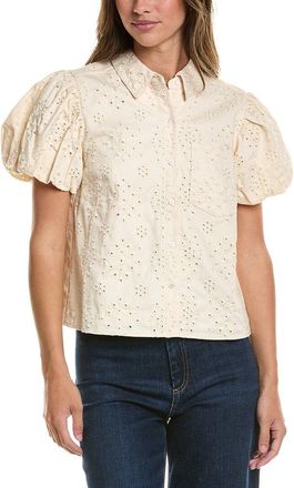 CeCe by Cynthia Steffe Bubble Sleeve Collared Top