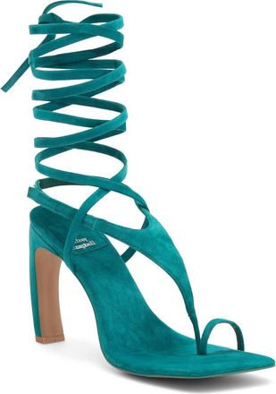 Jeffrey Campbell Bon Bon Ankle Wrap Sandal in Turquoise Suede at Nordstrom, Size 5.5