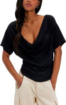 Free People We The Free Waterfall Cowl Neck Top in Black at Nordstrom, Size X-Small