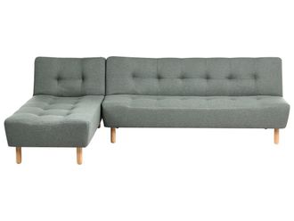 Beliani Sof&aacute; cama modular esquinero 4 plazas Tela Verde Derecha