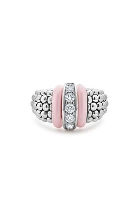 Lagos Pink Caviar Ceramic Diamond Ring at Nordstrom, Size 7