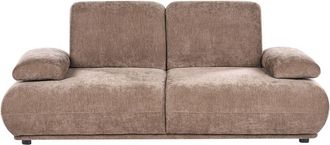 Beliani 3 Seater Sofa Brown Fabric Upholstery Adjustable Backrest & Armrest Wooden Legs Living Room Modern NACKA