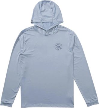 Salty Crew Mens Salty Crew Watermark Hoodie Blue Fog Stretch Long Sleeve Pullover GBO769