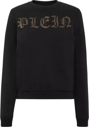 Philipp Plein Sweatshirt met Kristallen Logo - Dames - Sweatshirts - Zwart - S - Leer - Hoodies & sweatvesten