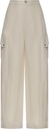 Pinko Wijde Broeken - Dames - Wijde Broeken - Beige - M - Katoen - Broeken