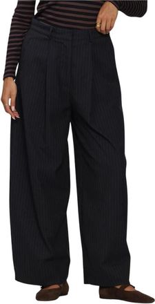 By-Bar Amsterdam Benji Pinstripe Broek - Dames - Wijde Broeken - Zwart - M - Polyester - Broeken