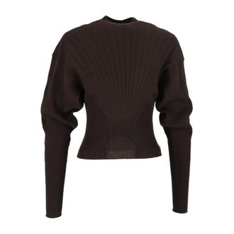 Sportmax Latino Gebreide trui met ronde hals - Dames - Truien - Bruin - Maat: L Wol