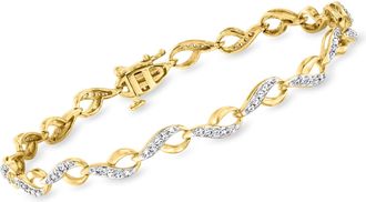 Ross-Simons Diamond Loop-Style Link Bracelet in 18kt Gold Over Sterling
