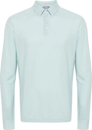Zanone long-sleeve cotton polo shirt - men - Cotton - 46 - Blue