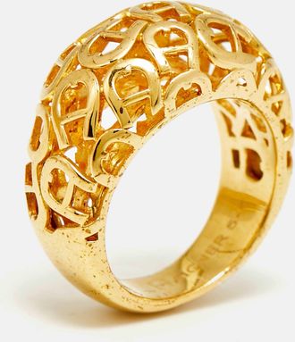 Aigner Logo Gold Tone Ring