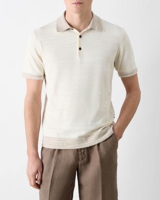 Oliver Sweeney Mens Bassett Polo Shirt in Ivory Cotton - Size X-Large