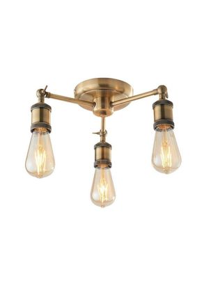 Netlighting Hal Multi Arm Lamp Semi Flush Ceiling Lamp Antique Brass Plate in Gold