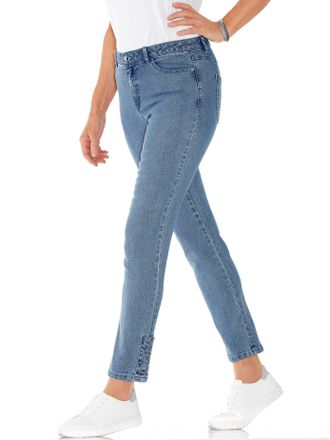 Casual Looks Bequeme Jeans CASUAL LOOKS, Damen, Gr. 21, Kurzgr&ouml;ssen, blau (blau, bleached), 78% Baumwolle, 20% Polyester, 2% Elasthan, unifarben, lang, Jeans Beque