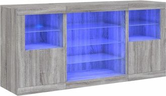 vidaXL Sideboard with led Lights Grey Sonoma 142.5x37x67 cm Vidaxl