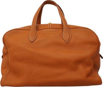 Herm&egrave;s Gold Taurillon Clemence Leather Boston Bag (Pre-Owned)