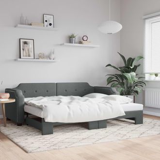 vidaXL Sof&aacute; Cama Nido Tela Gris Oscuro 90x190 Cm Vidaxl