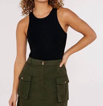 Apricot Ribbed Bodysuit In Black