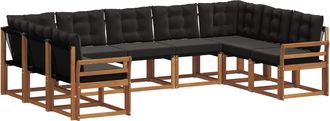 vidaXL Conjunto De Sof&aacute;s De Exterior 9 Uds. Natural Y Negro Vidaxl