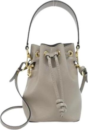 Fendi Pre-owned Bucket Bags, female, Gray, Size: ONE SIZE Pre-owned Mini Mont Tresor Calf Leather Bag