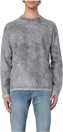 Diesel Grijze Jumper met Acid Wash en Ronde Hals - Heren - Sweatshirts - Grijs - XS - Katoen - Hoodies & sweatvesten
