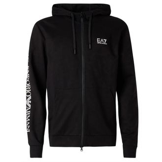Emporio Armani Emporio Armani Ea7, Hoodies & sweatvesten, Heren, Zwart, M, Katoen, Logo Series Zip Hoodie