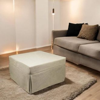 Talamo Italia Dmora Puof trasformabile in letto singolo, Made in Italy, Letto pieghevole, Pouf in tessuto sfoderabile salvaspazio da soggiorno, cm 78x78/195h45