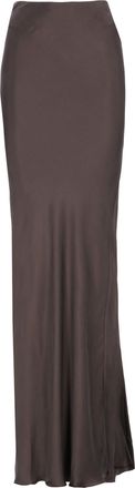 Andamane Brown Flared Silky Maxi Skirt