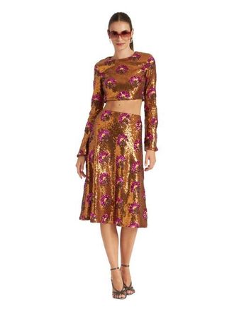 La DoubleJ Holly Crop Top Textured Sequins Rust at Nordstrom, Size X-Small