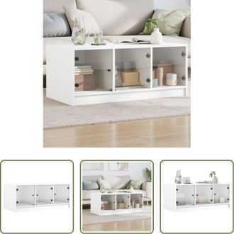 vidaXL vidaXL Tavolino moderno - Tavolino da Salotto con Ante in Vetro Bianco 102x50x42 cm