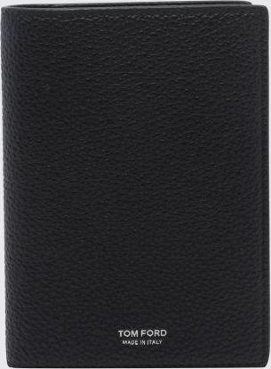 Tom Ford Portafoglio bifold in pelle di vitello liscia con logo frontale laminato