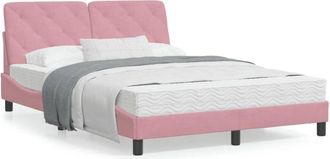 vidaXL Vidaxl - Cama Con Colch&oacute;n Terciopelo Rosa 140x190 Cm