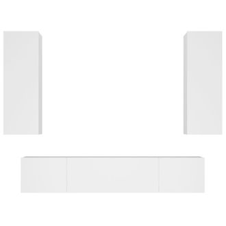 vidaXL Set De Muebles Para Tv 4 Piezas Madera Contrachapada Blanco Vidaxl