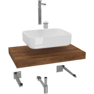 Puma Naturel - Conjunto De Ba&ntilde;o Sat Con Encimera De Lavabo Dolce 80x8x50 Cm, Roble Charleston Ksetdo7