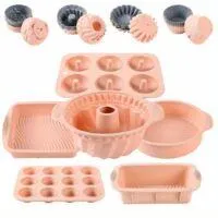 OEM Juego De Reposter&iacute;a De Silicona De Lujo, Antiadherente Y F&aacute;cil De Limpiar, Para Pasteles, Magdalenas Y Donuts, Color Rosa, 30 Piezas - Crezuo