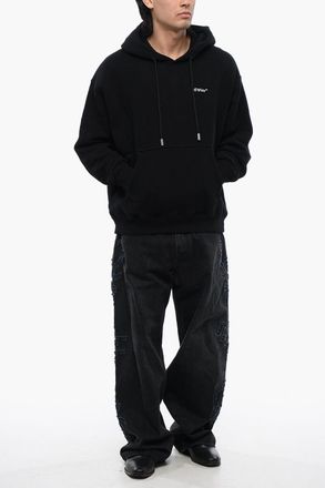 Off-white Brushed Cotton Skate-Fit Hooded Sweatshirt TATTOO ARROW Off-White