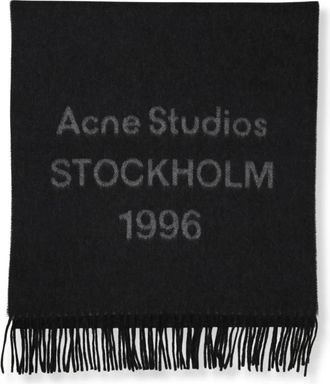 Acne Studios Wide Logo Scarf - Heren - Wintersjaals - Zwart - ONE Size - Wol - Accessoires
