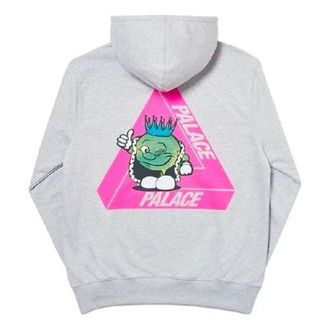 Palace Cartoon Printing hooded Logo Pullover Unisex Gray P18HD055